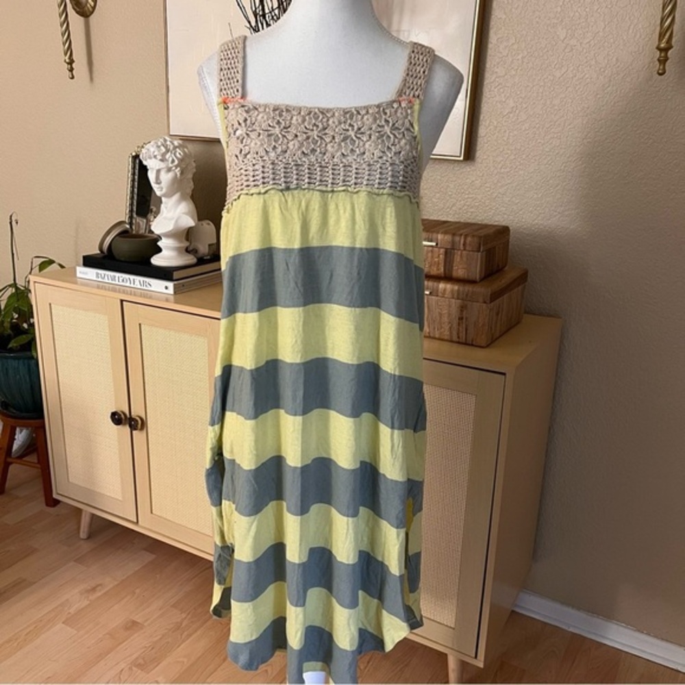 FREE PEOPLE NWT Luca Crochet Stripe Knit Dress/Tunic Size Small